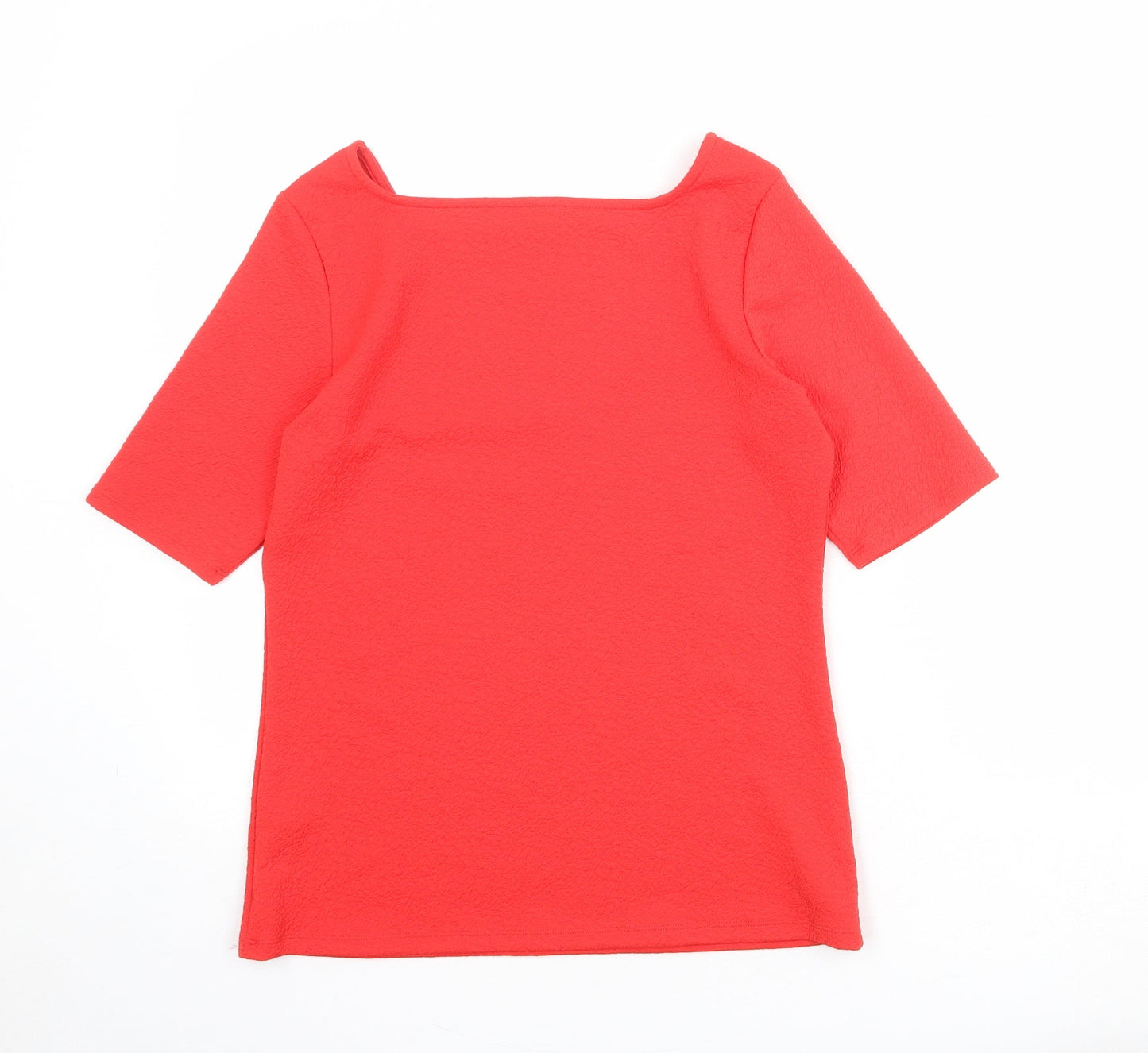 Marks and Spencer Womens Red Polyester Basic T-Shirt Size 12 Square Neck