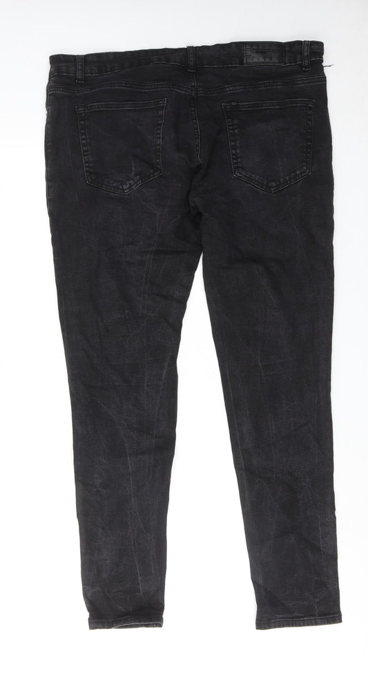 ze enzo Womens Black Cotton Skinny Jeans Size 40 in Regular Zip