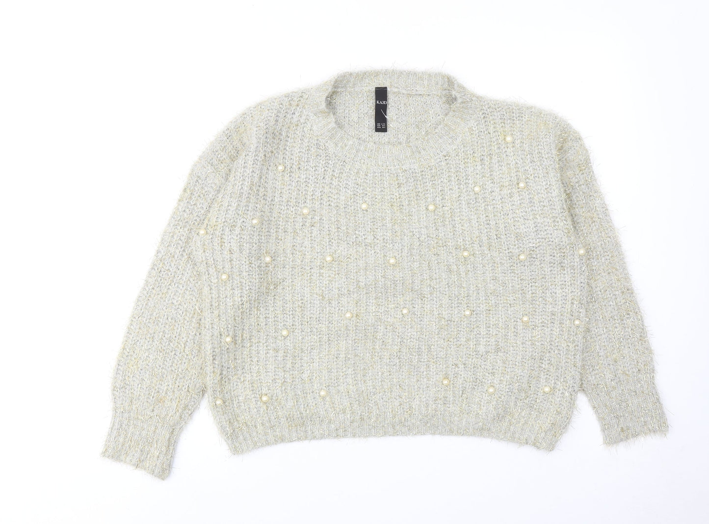 Kazo Womens Gold Round Neck Acrylic Pullover Jumper Size L