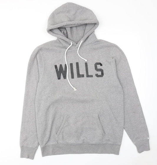 Jack Wills Mens Grey Cotton Pullover Hoodie Size M - Wills