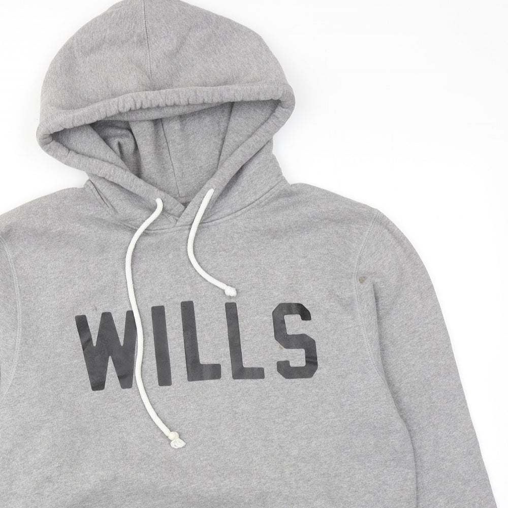 Jack Wills Mens Grey Cotton Pullover Hoodie Size M - Wills