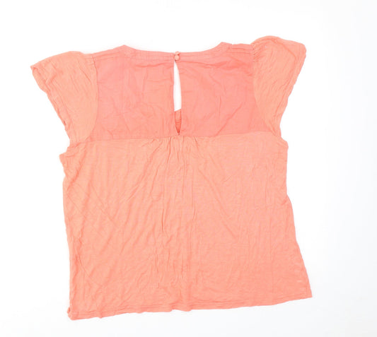 VERO MODA Womens Pink Viscose Basic Blouse Size M Round Neck
