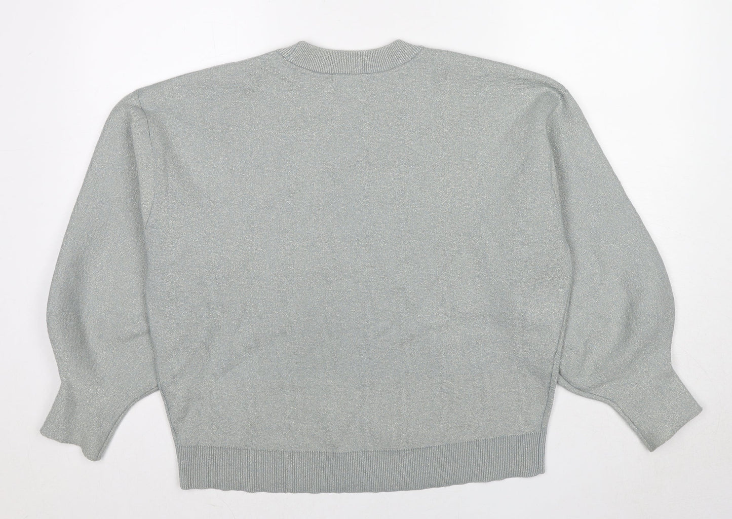 H&M Womens Grey Round Neck Viscose Pullover Jumper Size S