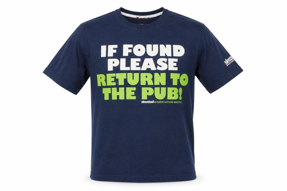Sleezeball Mens Blue Cotton T-Shirt Size S Round Neck - If found please return to the pub
