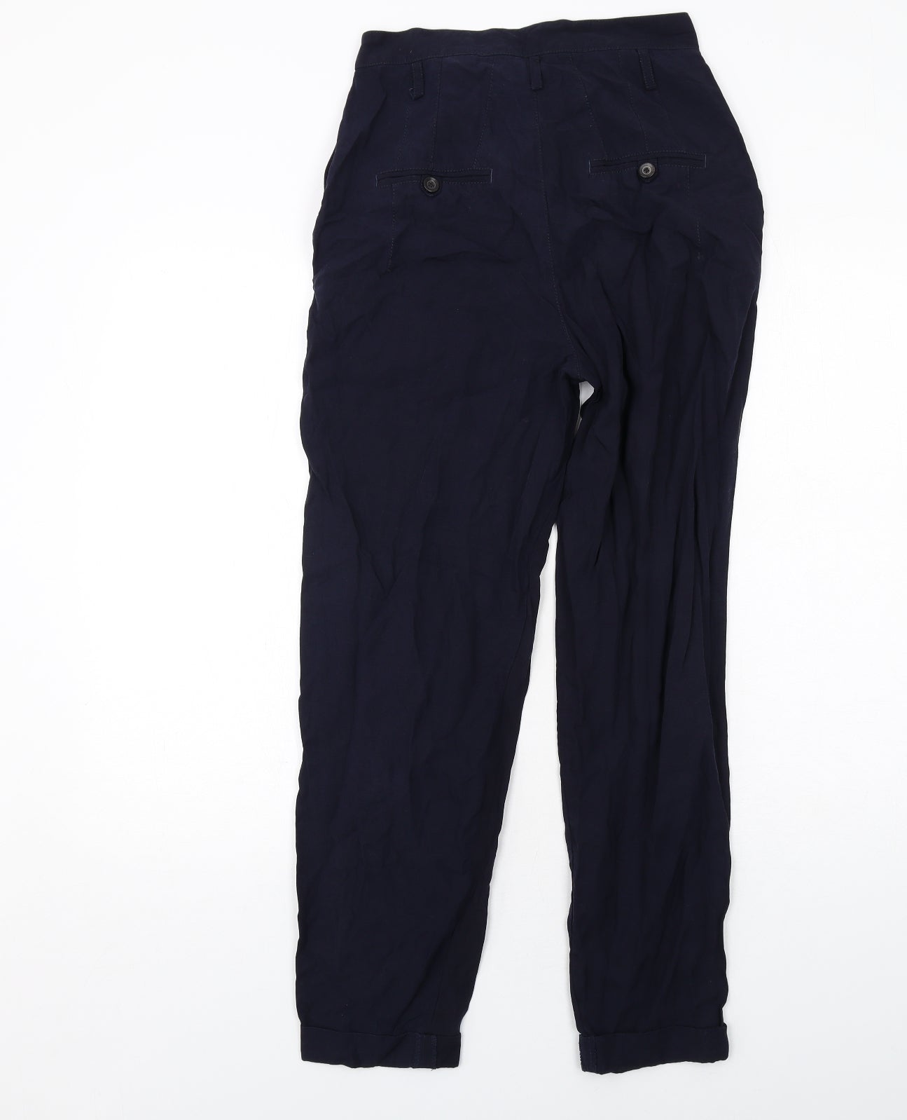 Zara Womens Blue Lyocell Trousers Size XS Regular Zip