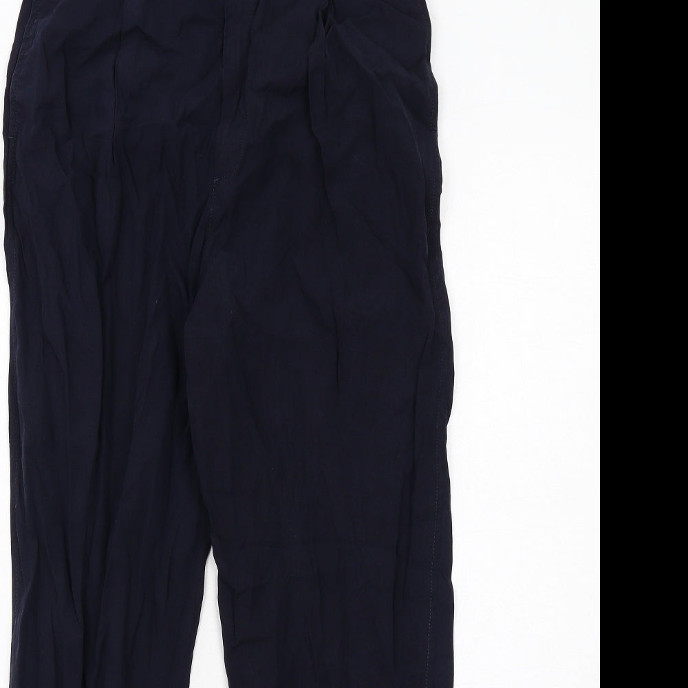 Zara Womens Blue Lyocell Trousers Size XS Regular Zip