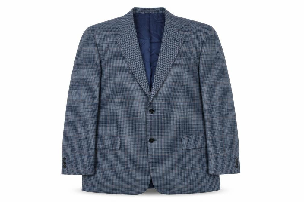 Marks and Spencer Mens Blue Geometric Wool Jacket Suit Jacket Size 44 Regular