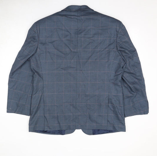 Marks and Spencer Mens Blue Geometric Wool Jacket Suit Jacket Size 44 Regular