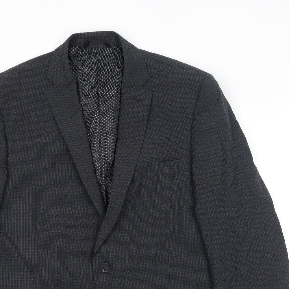Marks and Spencer Mens Grey Check Wool Jacket Suit Jacket Size 40 Regular