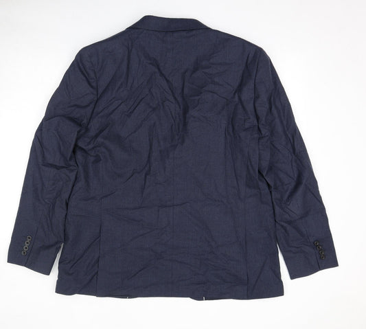 John Lewis Mens Blue Check Polyester Jacket Suit Jacket Size 48 Regular