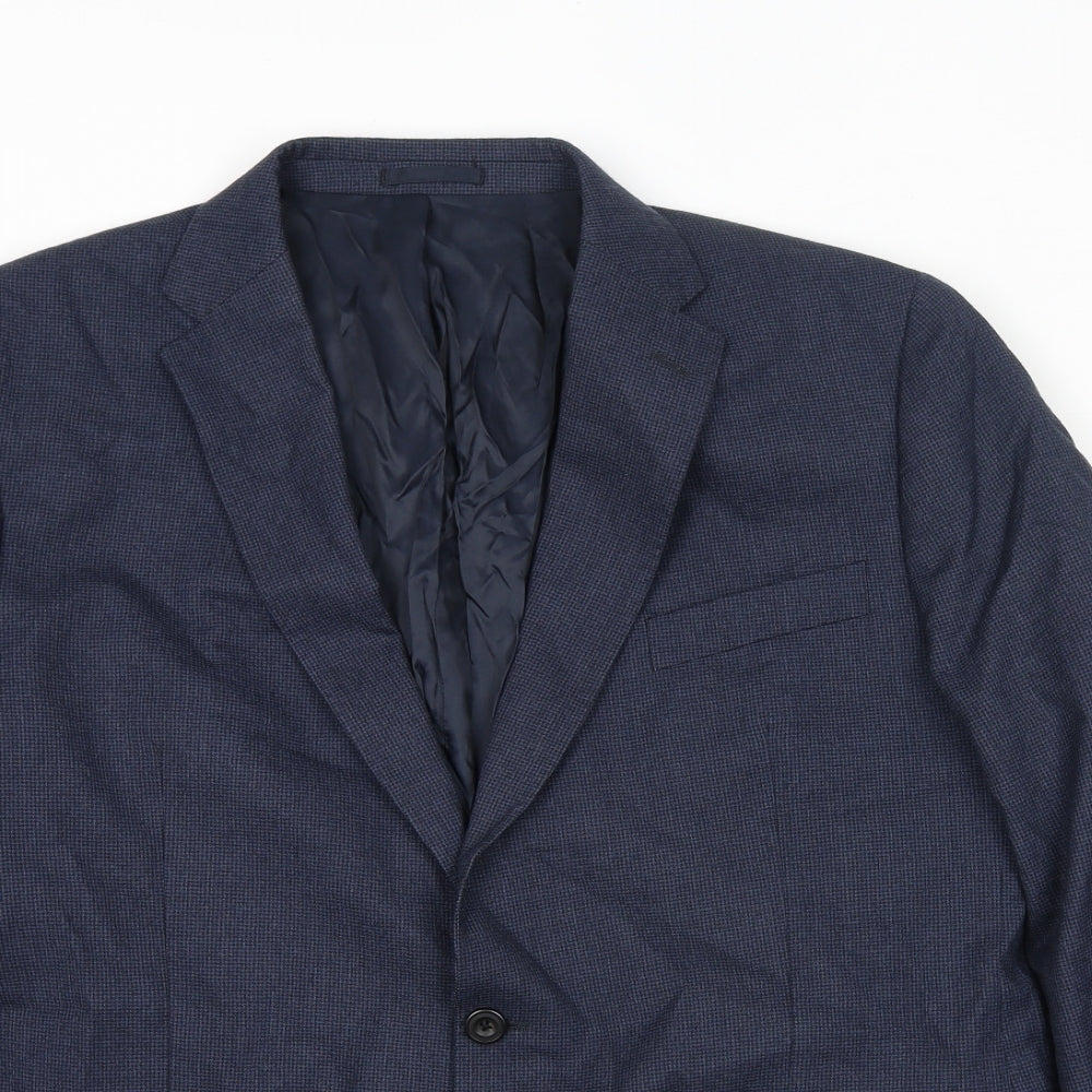 John Lewis Mens Blue Check Polyester Jacket Suit Jacket Size 48 Regular