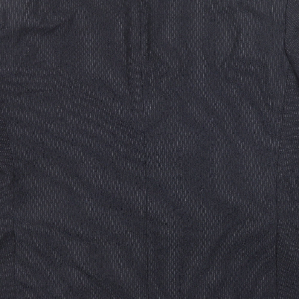 Marks and Spencer Mens Blue Striped Polyester Jacket Suit Jacket Size 42 Regular