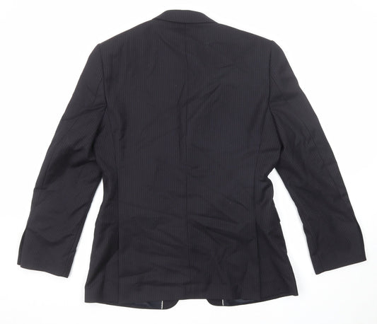 French Connection Mens Black Striped Wool Jacket Suit Jacket Size 38 Regular