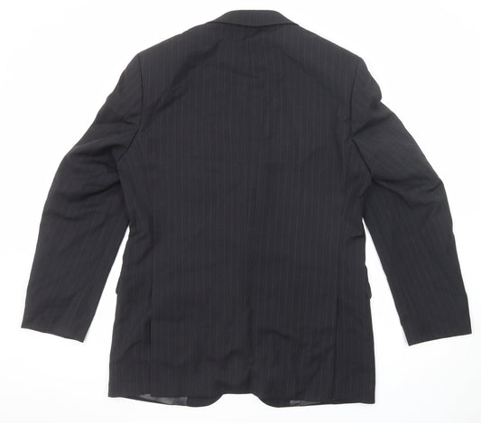 Marks and Spencer Mens Black Striped Wool Jacket Suit Jacket Size 40 Regular
