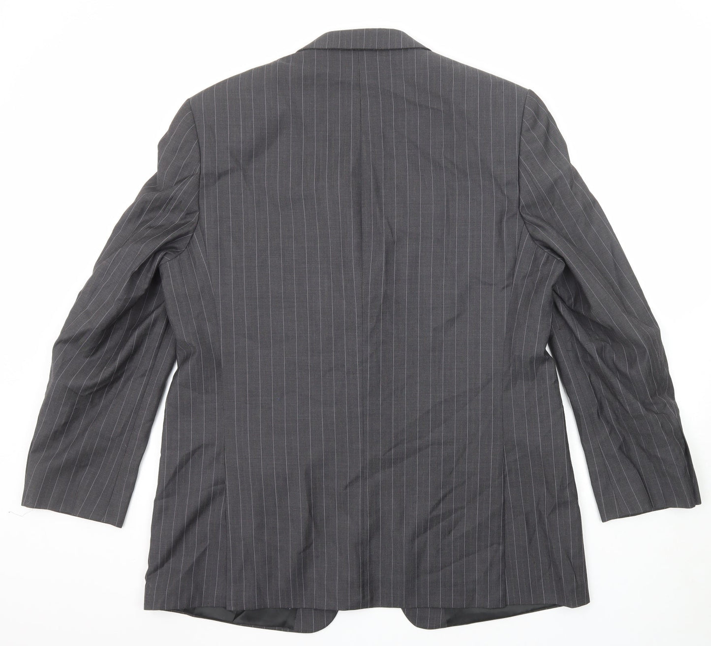 Marks and Spencer Mens Grey Striped Wool Jacket Suit Jacket Size 46 Regular