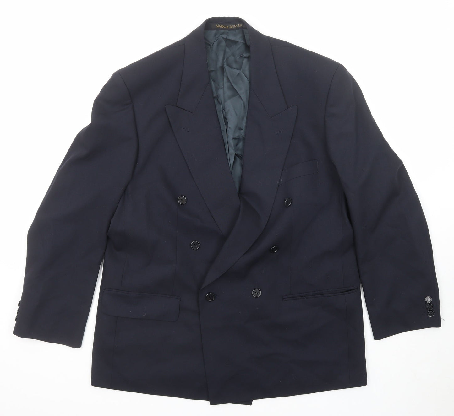 Marks and Spencer Mens Blue Wool Jacket Suit Jacket Size 42 Regular