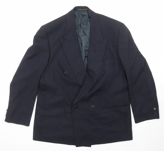 Marks and Spencer Mens Blue Wool Jacket Suit Jacket Size 42 Regular