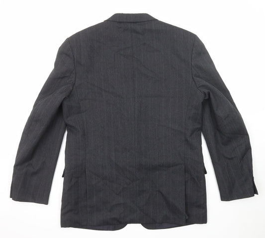 Burton Mens Grey Striped Polyester Jacket Suit Jacket Size 42 Regular