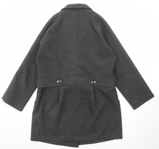 NEXT Womens Grey Overcoat Coat Size 16 Button