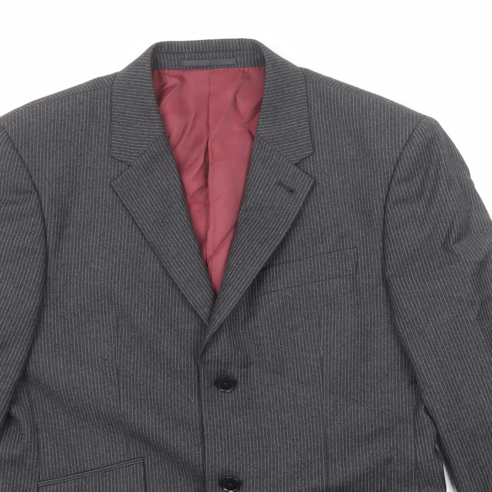 NEXT Mens Grey Striped Wool Jacket Suit Jacket Size 38 Regular