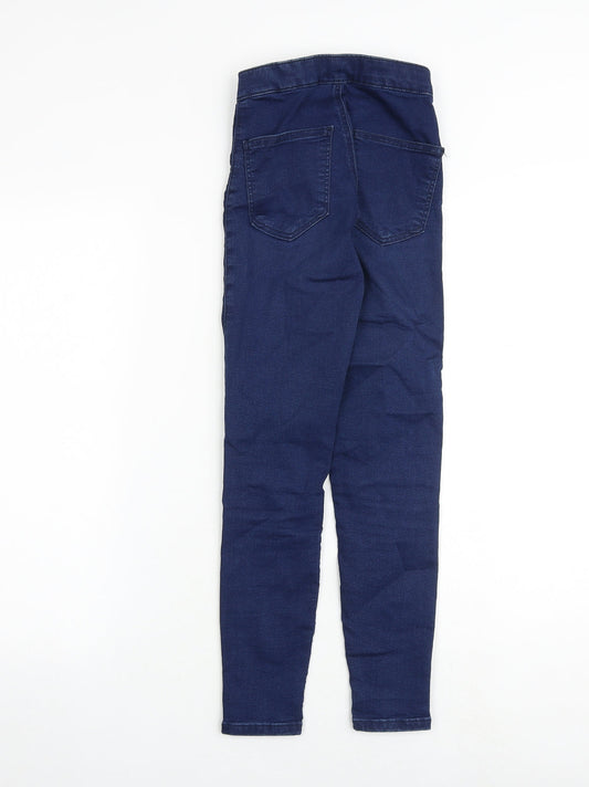 Topshop Womens Blue Cotton Skinny Jeans Size 24 in L28 in Regular Zip