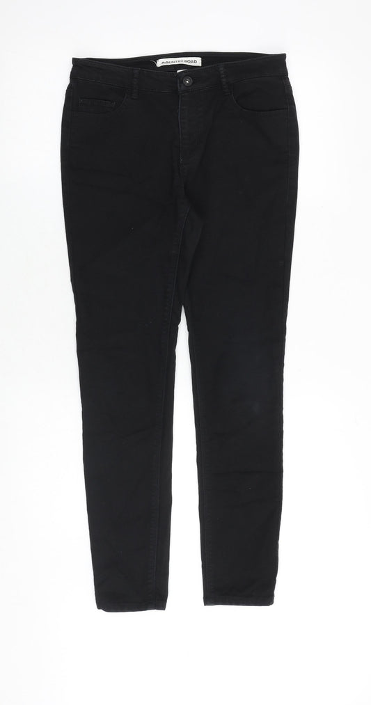 Country Road Womens Black Cotton Skinny Jeans Size 6 Slim Zip