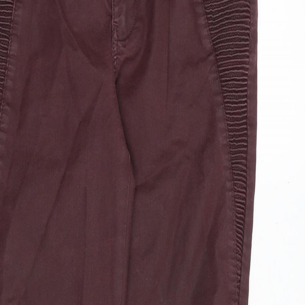 Zara Womens Red Polyester Trousers Size 12 Regular Zip