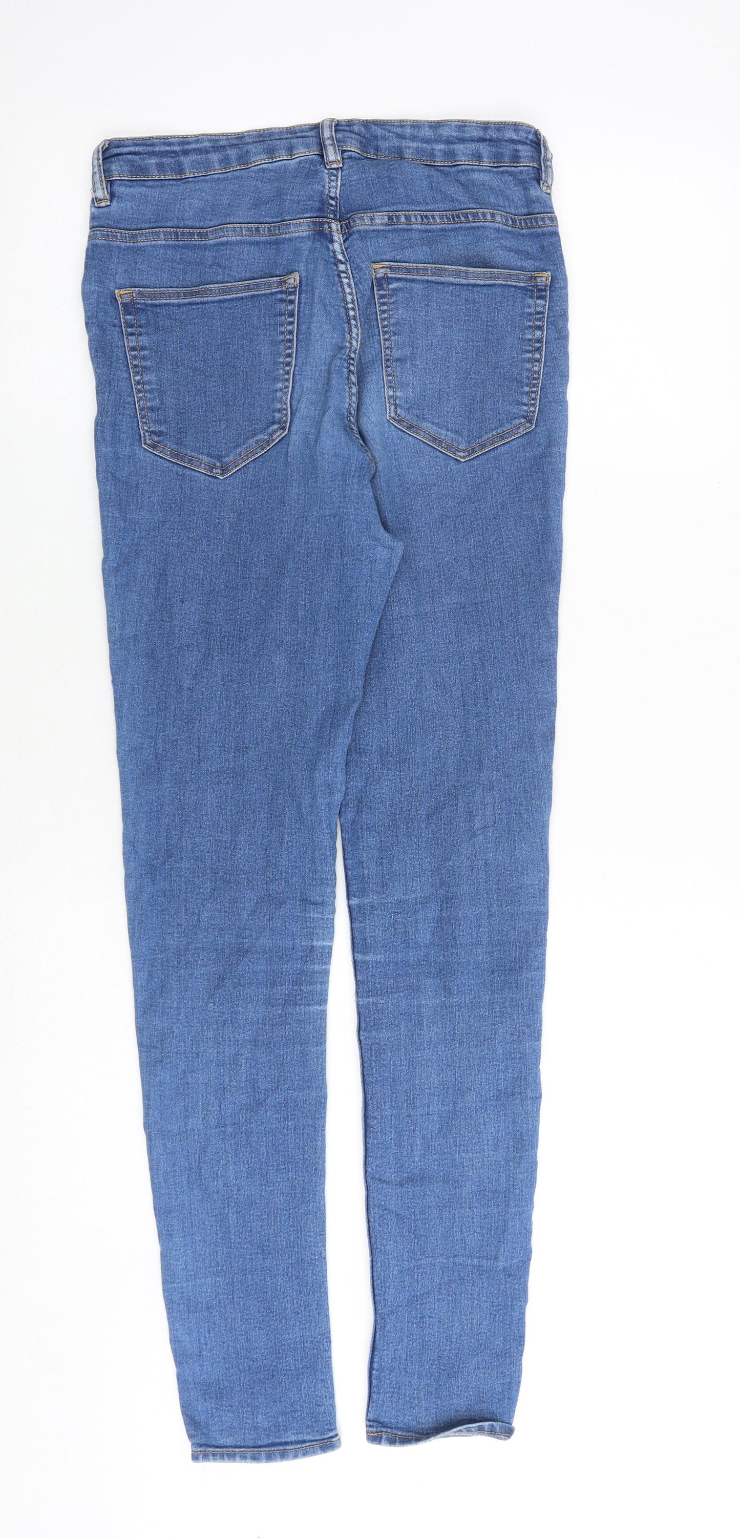 H&M Womens Blue Cotton Skinny Jeans Size 10 Slim Zip