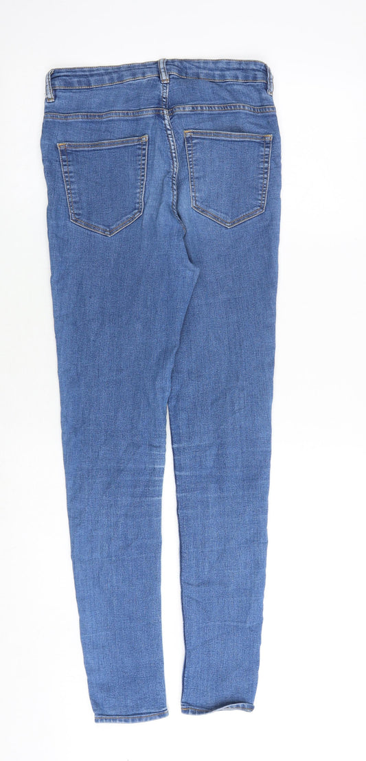 H&M Womens Blue Cotton Skinny Jeans Size 10 Slim Zip