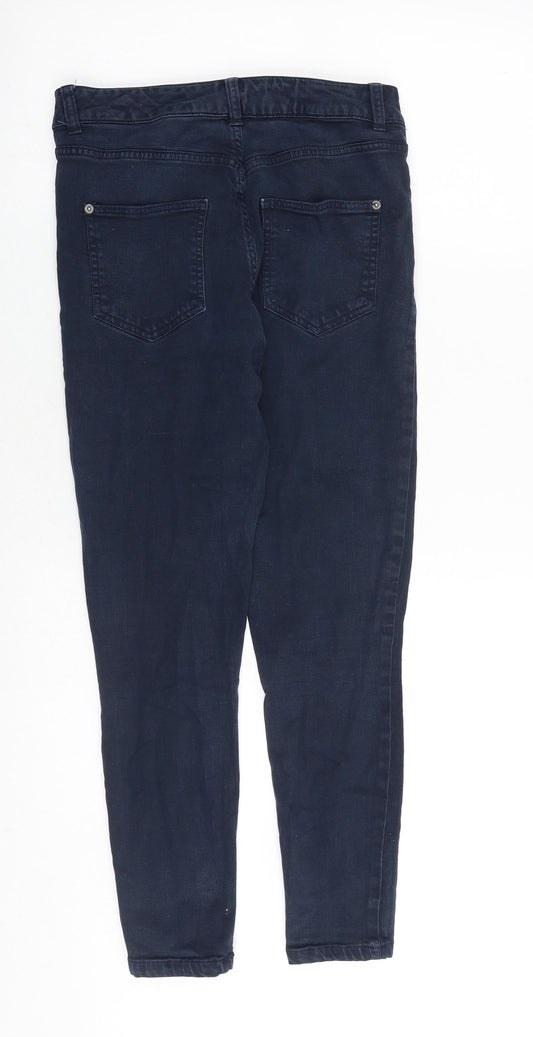 Marks and Spencer Womens Blue Cotton Skinny Jeans Size 10 Slim Zip
