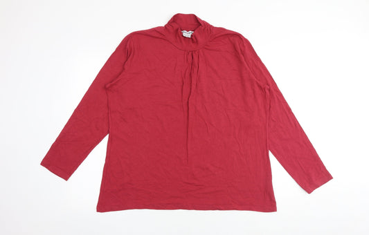 Atlas For Women Womens Red Cotton Basic Blouse Size 20 High Neck - Size 20-22