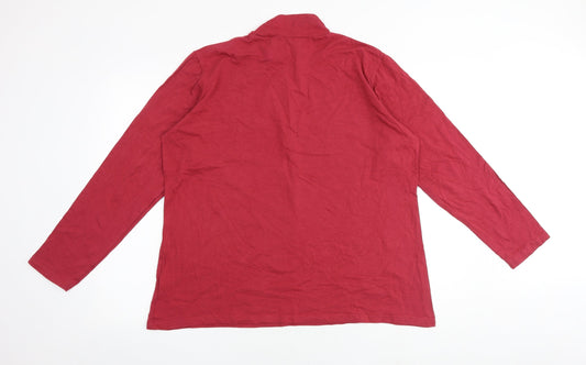 Atlas For Women Womens Red Cotton Basic Blouse Size 20 High Neck - Size 20-22