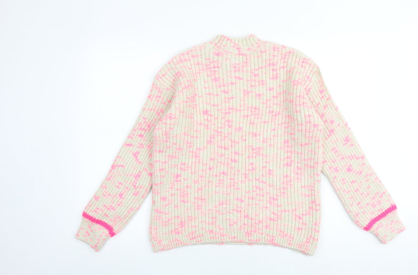 M&Co Womens Multicoloured Mock Neck Acrylic Pullover Jumper Size 10