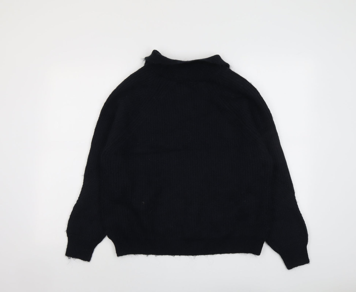 Marks and Spencer Womens Blue Collared Acrylic Henley Jumper Size L