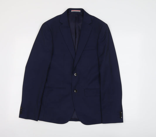 Moss London Mens Blue Polyester Jacket Suit Jacket Size 36 Regular