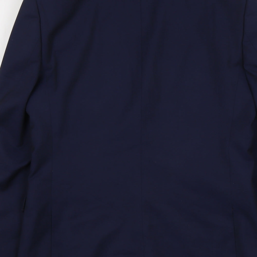 Moss London Mens Blue Polyester Jacket Suit Jacket Size 36 Regular