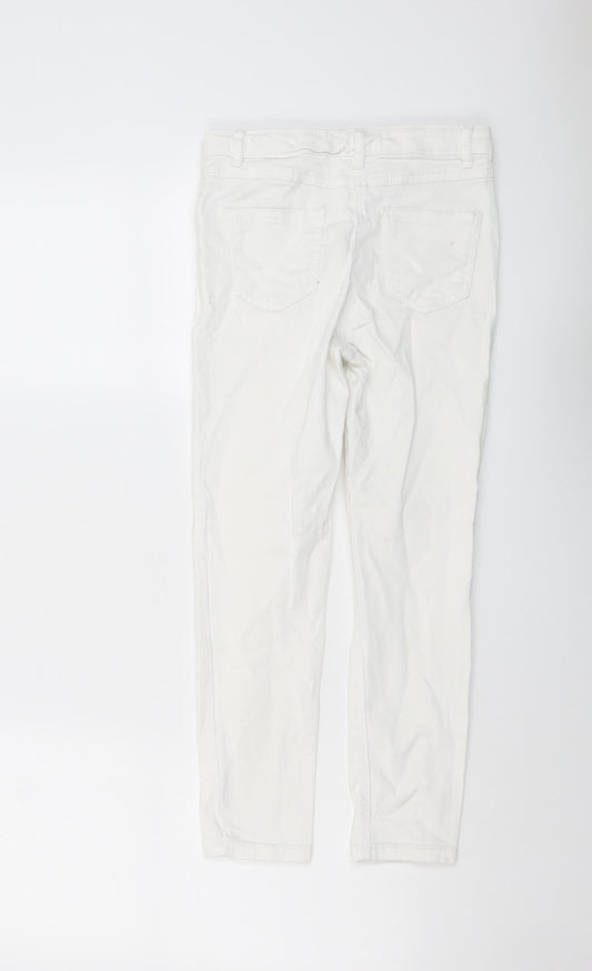 NEXT Girls White Cotton Skinny Jeans Size 10 Years Regular Button