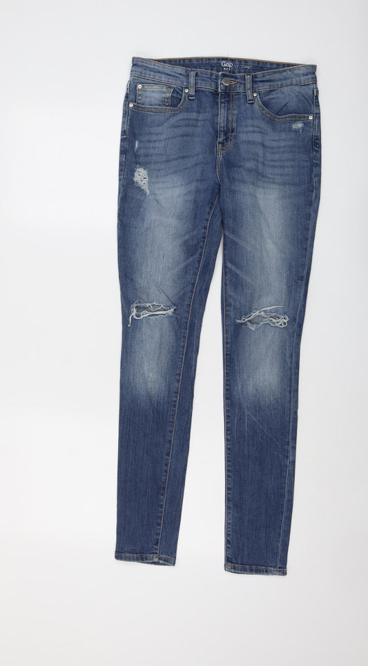 Gap Womens Blue Cotton Skinny Jeans Size 6 L29 in Regular Button
