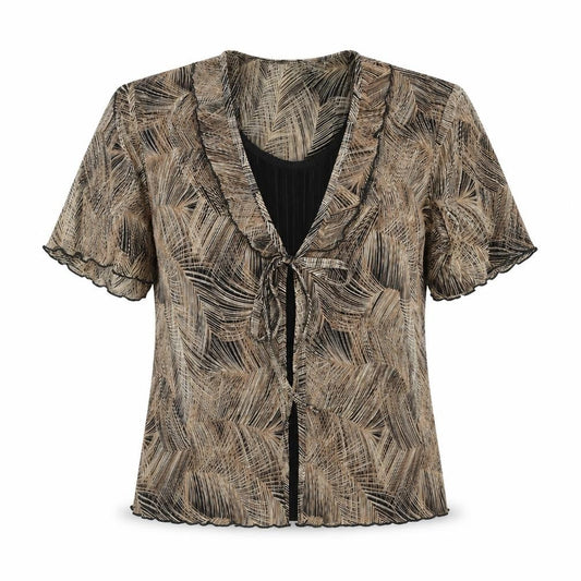 Womens UK Size L BASSINI Brown Polyester Blouse