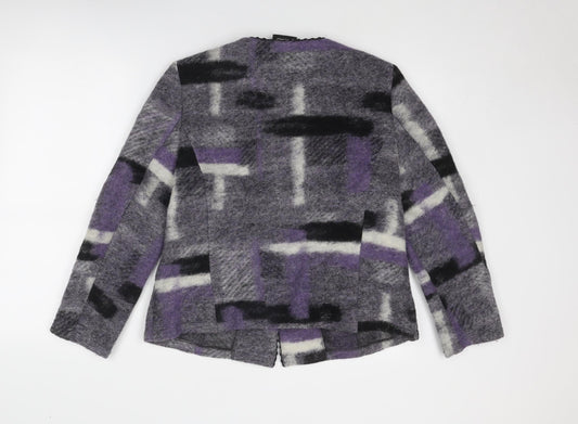 Godske Womens Grey Geometric Jacket Size 16 Button