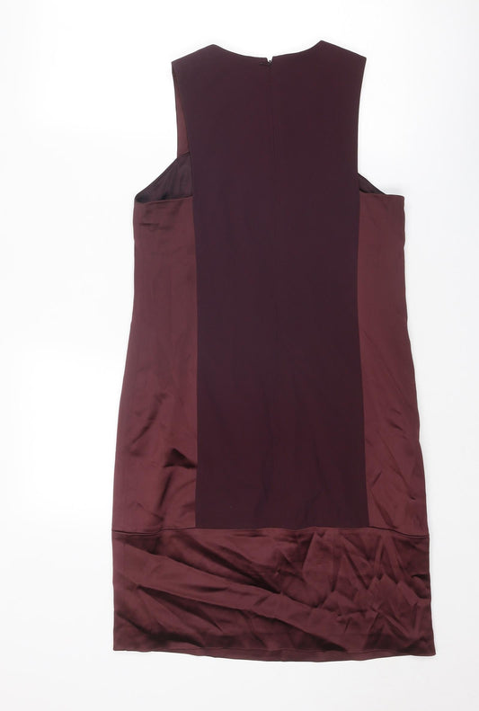 French Connection Womens Purple Colourblock Acetate Shift Size 10 Round Neck Zip