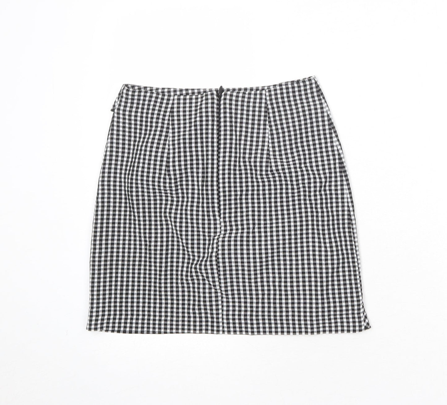 H&M Womens Multicoloured Check Viscose A-Line Skirt Size 8 Zip