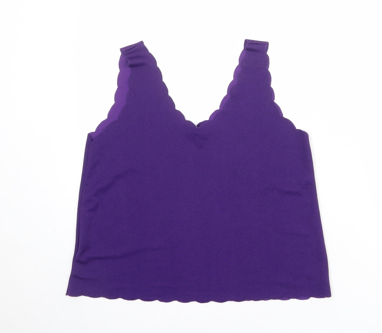 Liquid Womens Purple Polyester Camisole Tank Size M V-Neck - Size M-L Scallop Trim