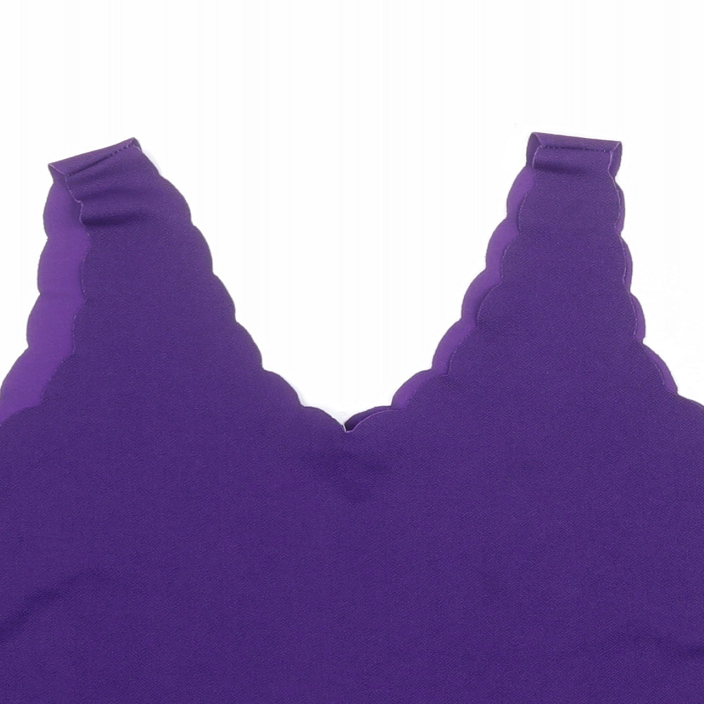 Liquid Womens Purple Polyester Camisole Tank Size M V-Neck - Size M-L Scallop Trim
