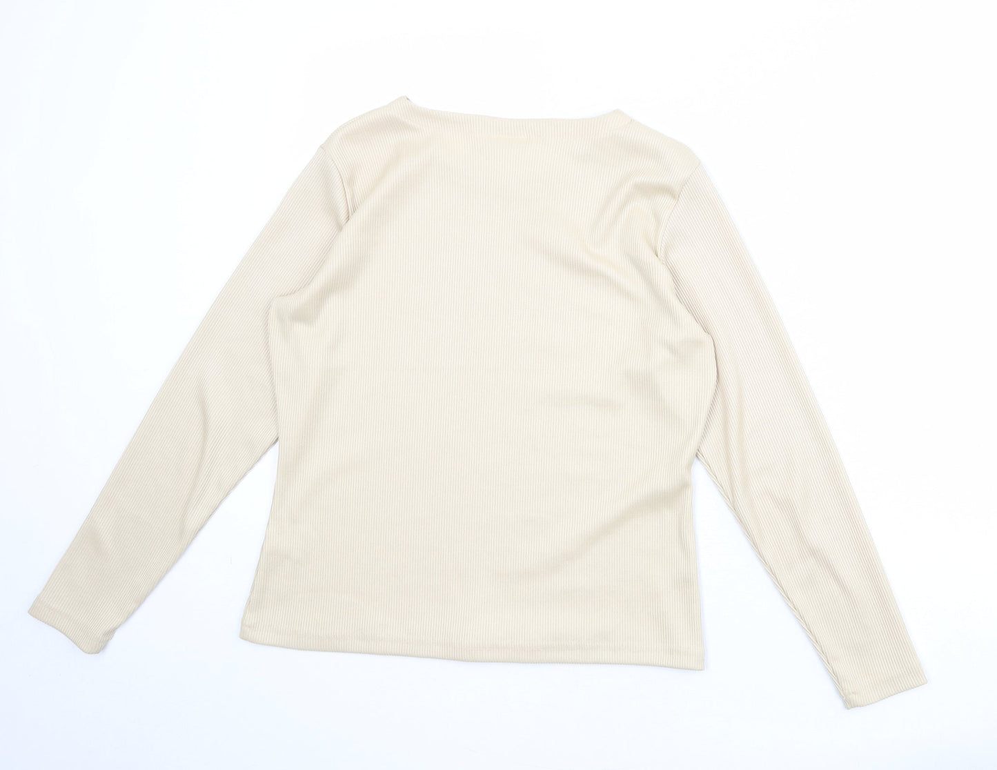 Principles Womens Beige Polyester Basic T-Shirt Size 14 Round Neck