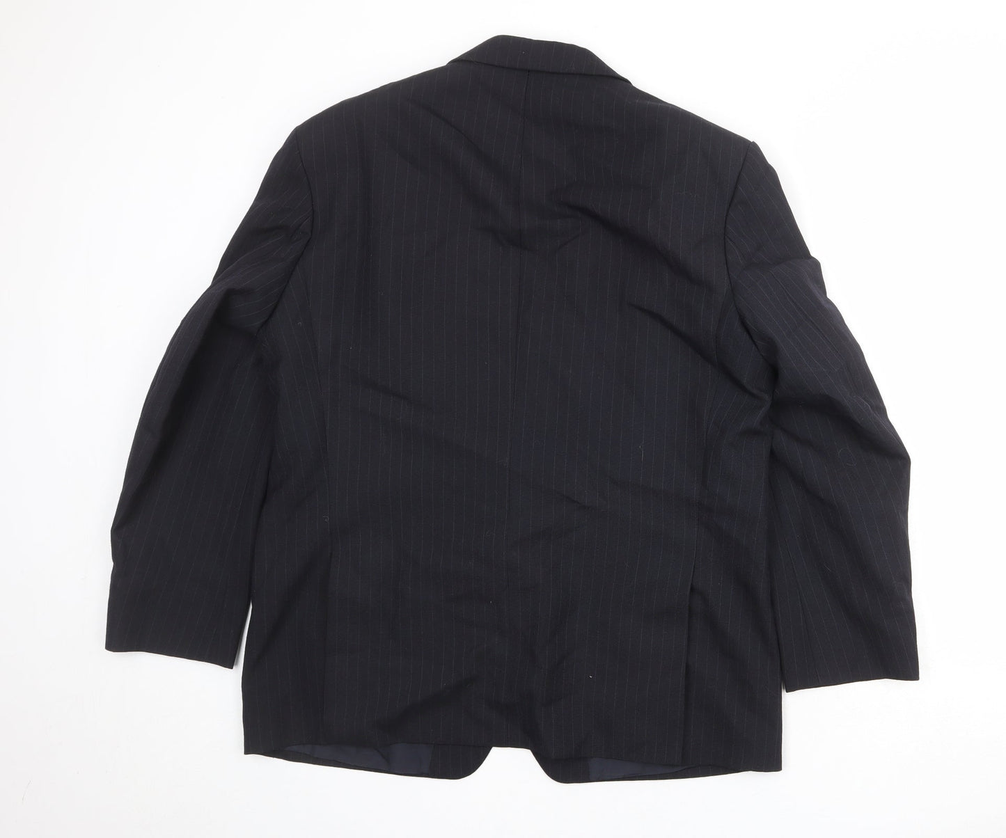 St Michael Mens Black Striped Polyester Jacket Suit Jacket Size 44 Regular