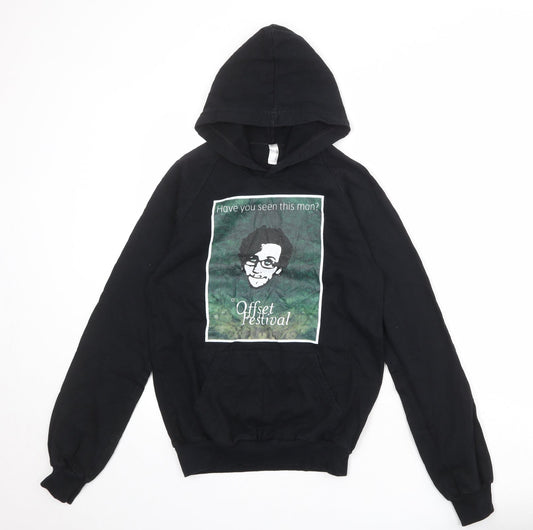 American Apparel Womens Black 100% Cotton Pullover Hoodie Size S Pullover