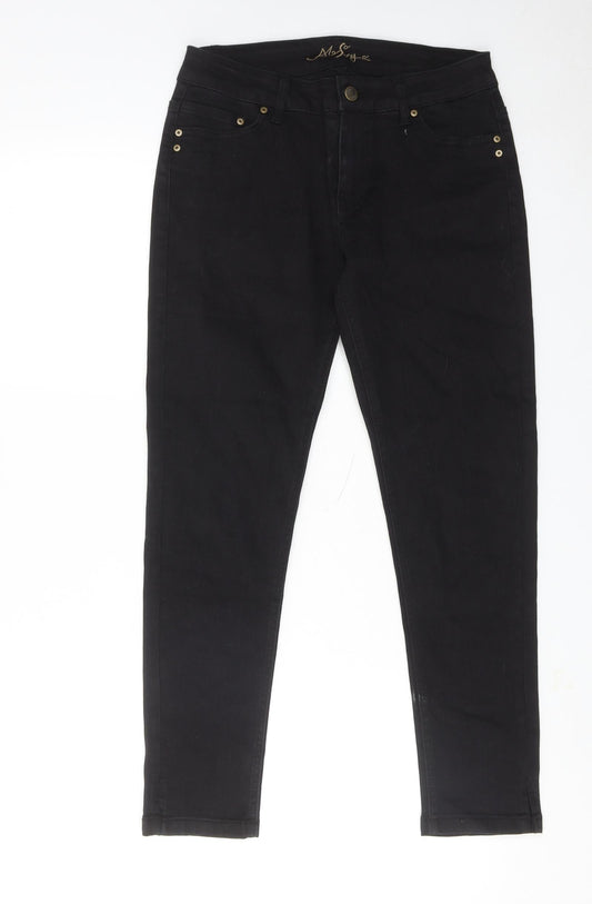 Alisa Sonya Womens Black Cotton Skinny Jeans Size 12 Regular Zip