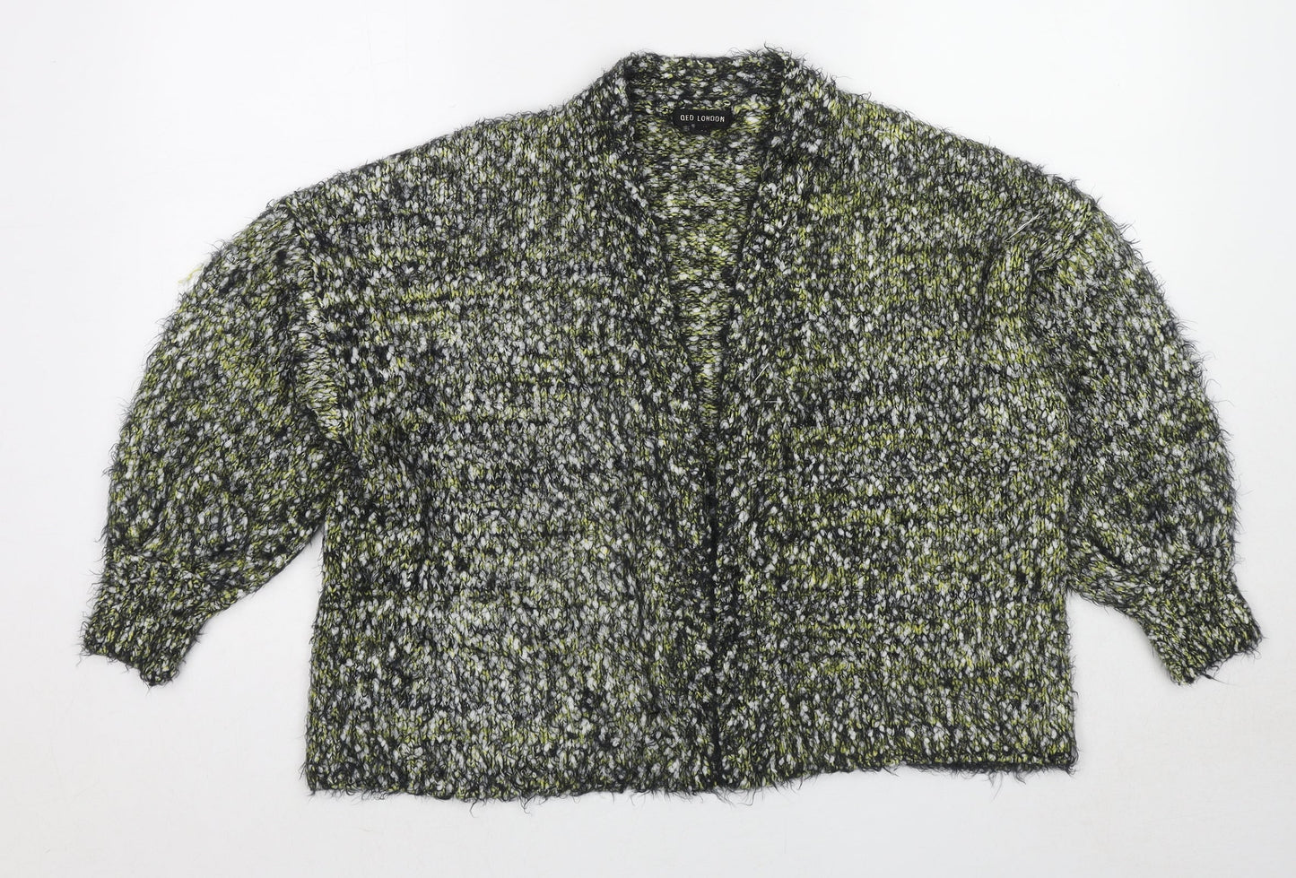 QED London Womens Black V-Neck Polyester Cardigan Jumper Size S - Size S-M