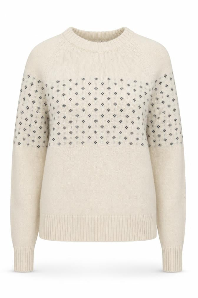 Gap Womens Ivory Round Neck Geometric Wool Pullover Jumper Size XS